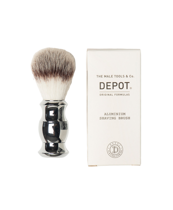 Perie de bărbierit Depot Accessories No. 732, din aluminiu, pentru bărbați, argintie