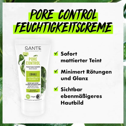 Cremă facială Pore Control BHA, Sante Naturkosmetik, 50g, Verde