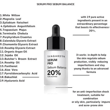 Serum Anti-Aging Eva Garden Pro Sebum Balance 20% Pure Actives 0.68 Oz