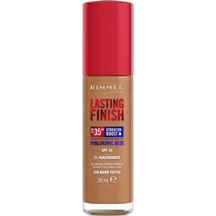 Fundație Rimmel Lasting Finish 35hr, 420 Warm Toffee, Hidratare
