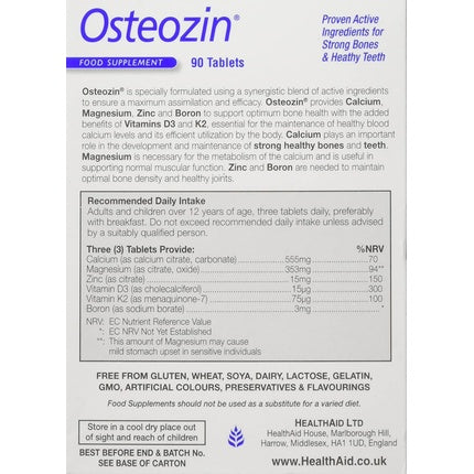 Supliment, HealthAid, Osteozin, 90 tablete vegetariene