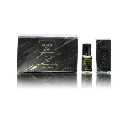 Set Parfum Ayat Perfumes, Halal & Vegan Black Oud, 3ml, Ambalaj 12 buc