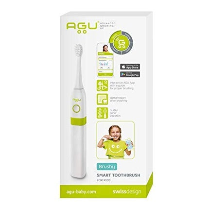 Periuță electrică copii, Agu, Brushy, alb-verde