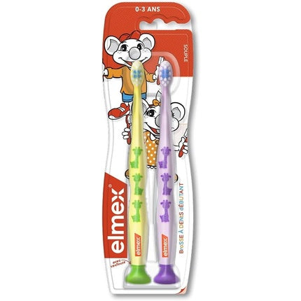 Periuță de dinți copii, Elmex, Beginner Soft, 0-3 ani, albastru și mov