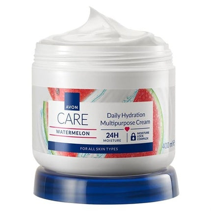 Crema Hidratantă Avon Care cu Pepene Verde, 400ml, Ambalaj Alb cu Bază Albastră