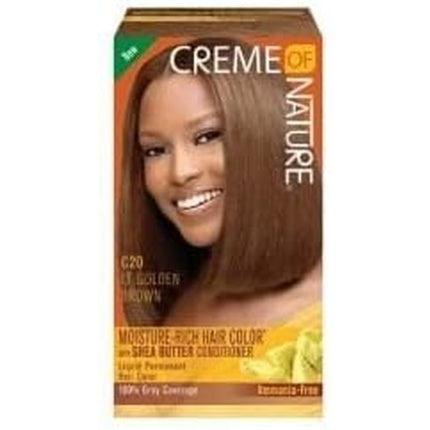 Creme of Nature, Liquid Hair Color Golden Brown C20 Gold, 155g, Acoperire completă a firelor de păr alb