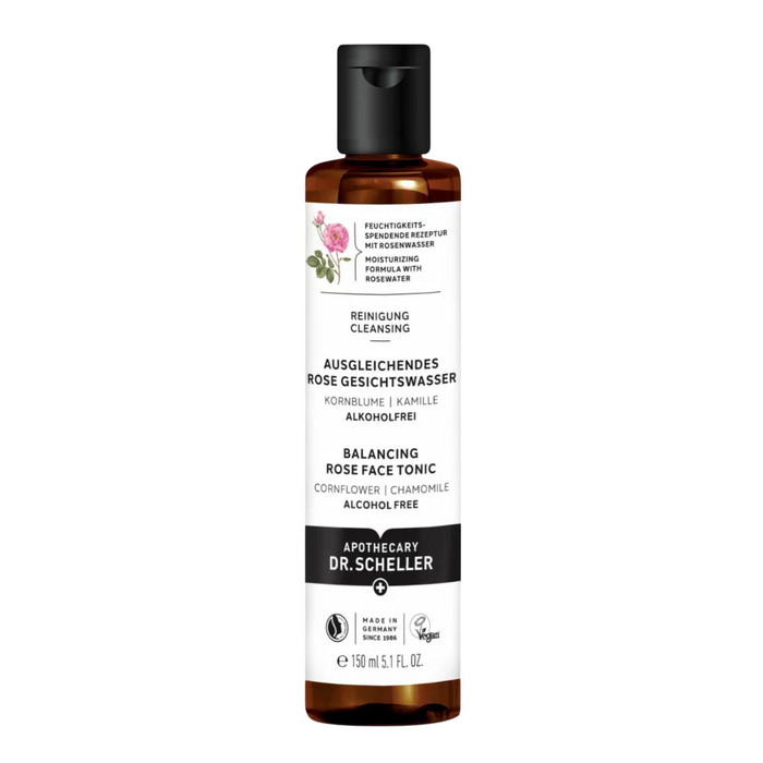 Loțiune tonică pentru față Dr. Scheller Balancing Rose, hidratantă și calmantă, vegană, 150 ml