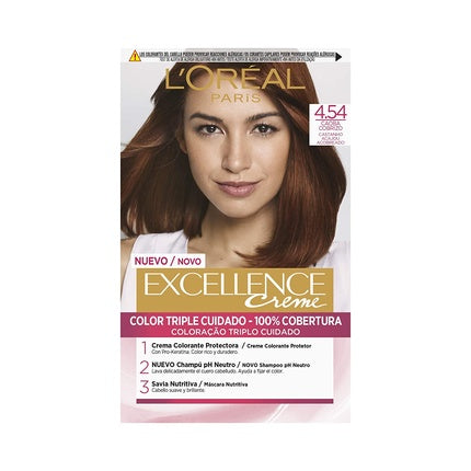 Vopsea de par, L'Oréal, Excellence Crema, N454, 345g