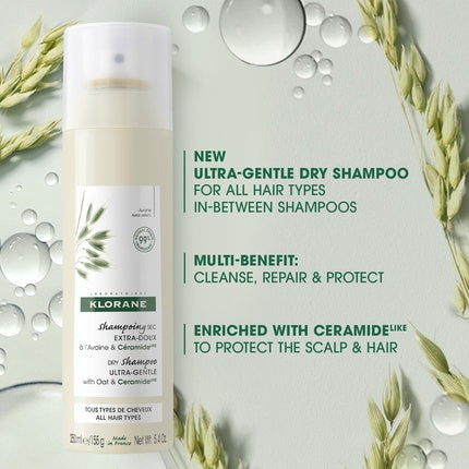Șampon uscat Klorane cu ovăz și ceramide, pulverizator, 250ml