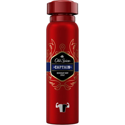 Old Spice Captain Deodorant Spray, Roșu, 150 ml, Design metalic