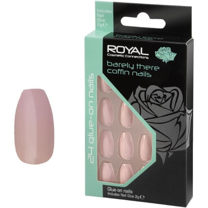 Unghii lipite Royal Coffin, Barely There, culoare nude, 24 bucăți