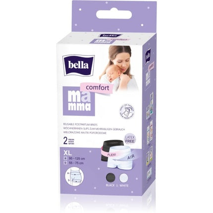 Bella Mamma Comfort Pantaloni Postpartum, XL, Alb/Negru, 2 buc
