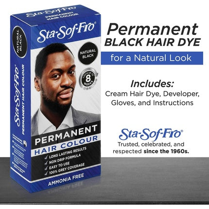 Sta-Sof-Fro Permanent Black Hair Dye For Men - Cream Formula Natural Color