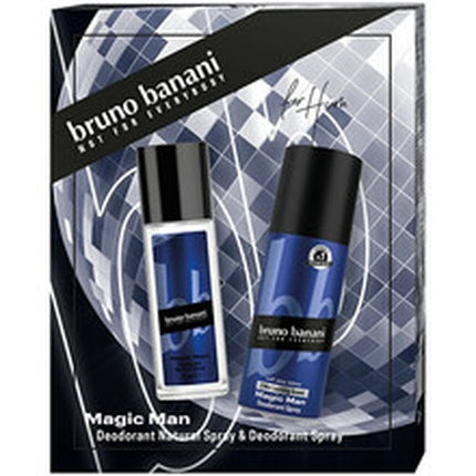Set Cadou Bruno Banani Magic Man, Deodorant Roll-on 75 ml și Spray 150 ml, cutie albastră