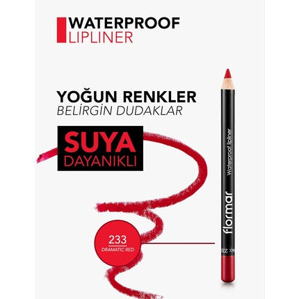 Creion contur buze Flormar, Waterproof, roșu dramatic