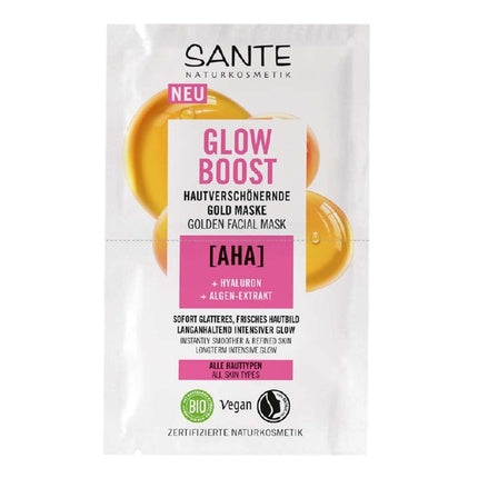 Mască facială Sante Naturkosmetik Glow Boost cu AHA și Hialuron, 10g