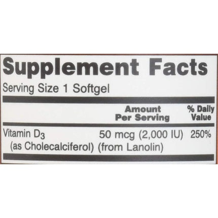 Supliment alimentar, Now Foods, Vitamin D-3 2000 IU Softgels, 240 bucăți