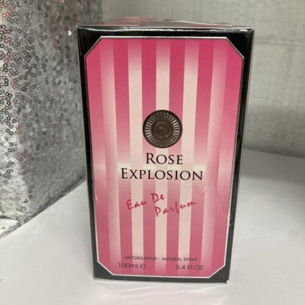 Rose Explosion, Eau De Parfum, 100 ml, cutie roz cu dungi verticale