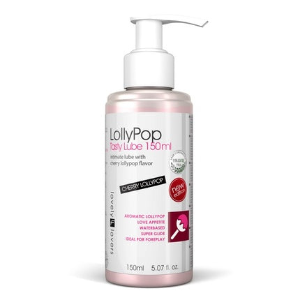 Gel intim LollyPop Tasty Lube, Lover's Lane, roz, 150 ml, aromă cireșe