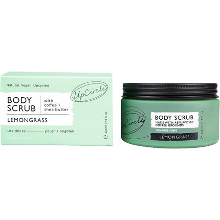 Scrub pentru corp UpCircle cu lemongrass 220ml - Sare de mare, lime și ulei de cocos - Combate celulita și vergeturile - Scrub natural vegan pentru piele catifelată