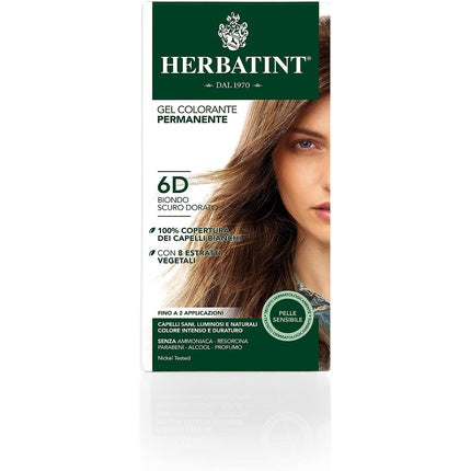 Vopsea de păr, Herbatint, 6D Blond Auriu Închis