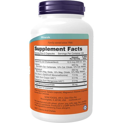 Supliment Alimentar NOW Foods Cal-Mag cu Zinc, Cupru, Mangan și Vitamina D, 240 Capsule