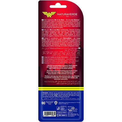Periuță de dinți copii Naturaverde Wonder Woman, set 2 buc