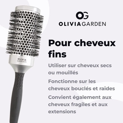 Perie pentru uscător, Olivia Garden, Essential Blowout, argintiu, 55mm