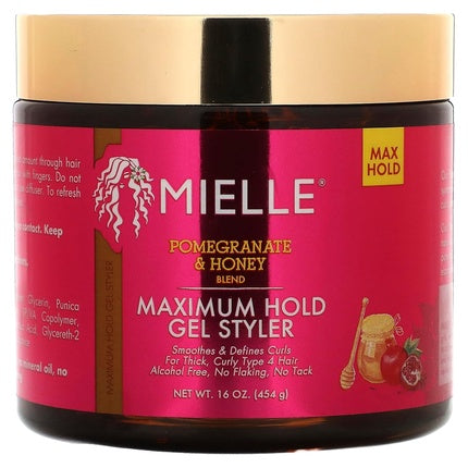 Gel de păr Mielle Organics Pomegranate & Honey Blend, menținere maximă, 521 g