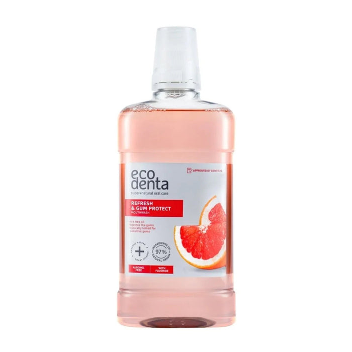 Apă de gură Ecodenta Protective & Antiplaque, cu grapefruit, fără alcool, 500 ml