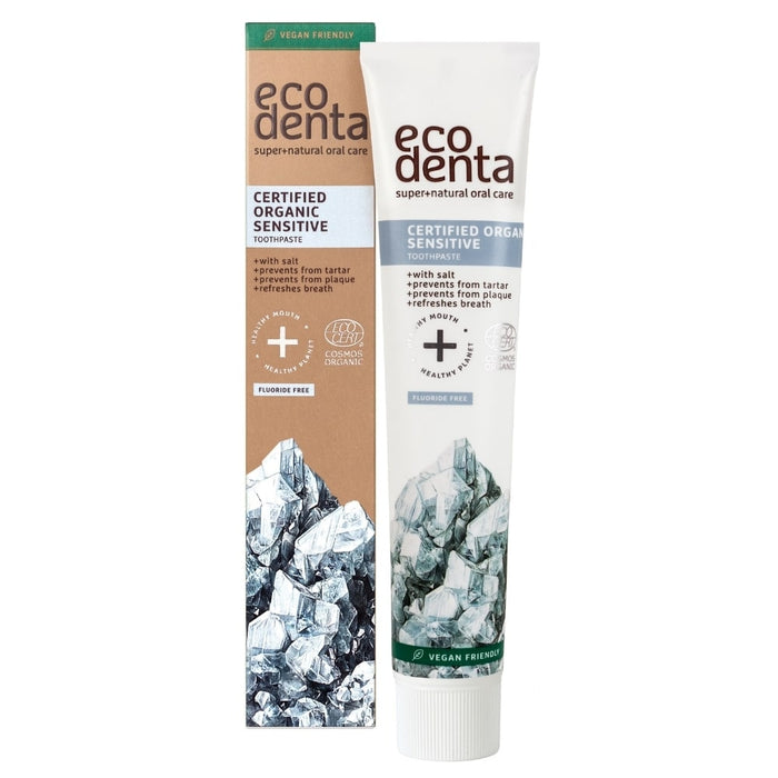 Pastă de dinți Ecodenta Certified Organic Sensitive, pentru dinți sensibili, antiplacă, fără fluor, 75 ml