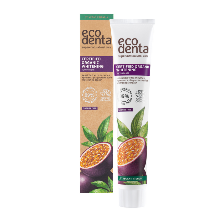 Pastă de dinți Ecodenta Certified Organic Whitening, Whitening & Plaque Defense, fără fluor, 75 ml