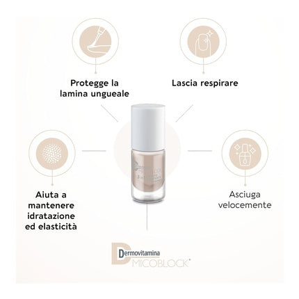 Smalt pentru unghii Dermovitamina Micoblock 3in1, Beige, 5ml - Uscare Rapidă, Formulare Hidratantă