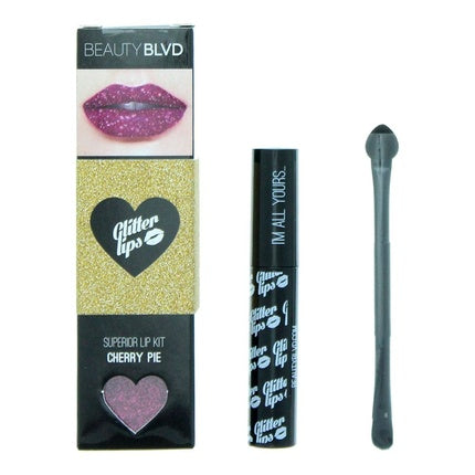 Set Gloss Bond & Glitter Lips Cherry Pie - 35ml Gloss + 3g Glitter + Pensulă