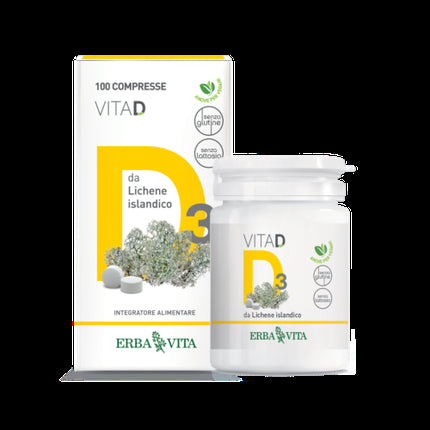 Supliment Vitaminic, ErbaVita, Vita D Lichen, 100 tablete dizolvare