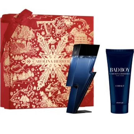 Set Parfum Bărbați, Carolina Herrera, Bad Boy Cobalt, cutie cadou roșie aurie