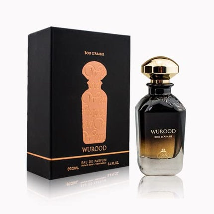 Parfum unisex, Fragrance World, Wurood Bois D'Arabie, negru-auriu