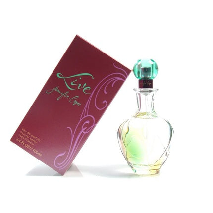 Eau de Parfum Jennifer Lopez Jlo Live 100ml, sticlă transparentă cu fundal verde