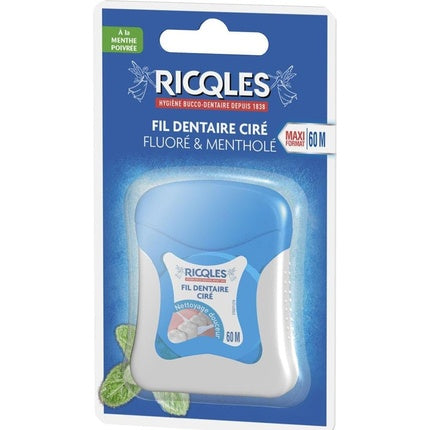 Fil dentaire ceară Ricqles, fluor și mentol, 60m