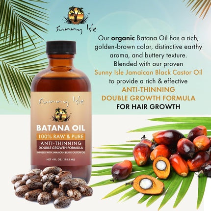 Sunny Isle Batana Oil Infuzat cu Ulei de Ricin Negru Jamaican 4oz - Anti-Thinning