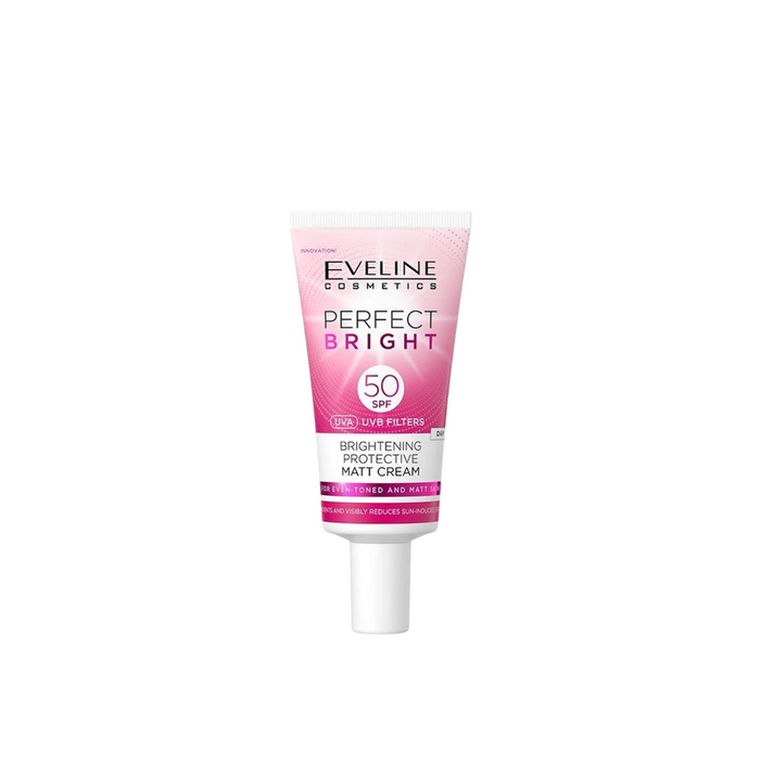 Cremă de față Eveline Cosmetics Perfect Bright, iluminatoare, matifiantă, de zi, SPF 50, 30 ml