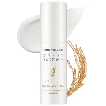 Balsam Hidratant Facial, Thank You Farmer, Rice Pure Aqua Multi Balm, Extract de Orez, Textură Cremoasă, Ambalaj Alb