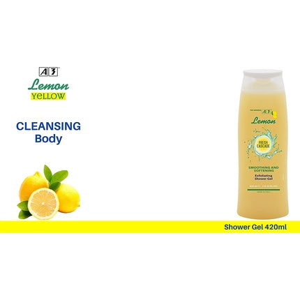 Gel de Duș A3 Lemon Exfoliant, Culoare Galbenă, 420ml