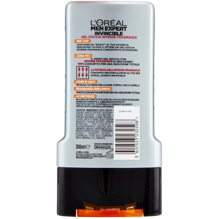 Gel de duș L'Oréal Paris Men Expert Invincible, 300 ml, argintiu