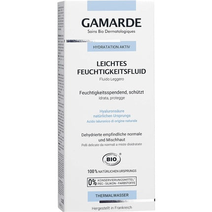 Serum Hidratant Gamarde Bio-Cosmetics Light Moisture Fluid cu Aloe Vera și Acid Hialuronic pentru Piele Uscată 40ml