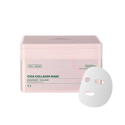 Vt Cosmetics Cica Collagen Mask, Masca de față cu colagen și cica, textură adezivă, efect de fermizare