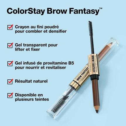 Creion si Gel pentru Sprancene, Revlon ColorStay Brow Fantasy, Dark Brown