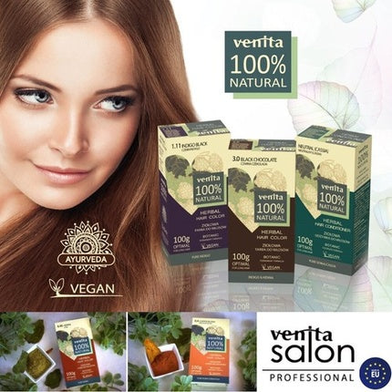 Vopsea de păr pe bază de plante, Venita Salon Professional, 100g, Culori Naturale (Negru Cacao, Maro)