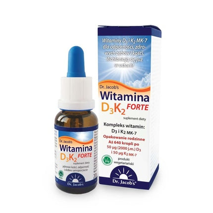 Supliment Dietetic Dr. Jacob's Vitamina D3 K2 Forte, 20ml, Picături