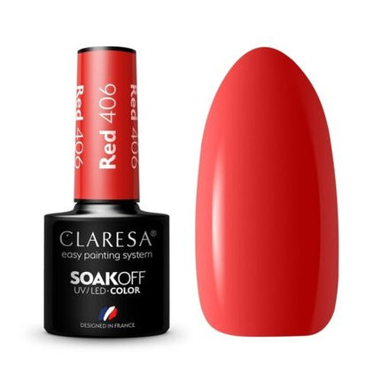 Lac Unghii Gel Claresa 406 Red UV, 5ml, Roșu, Soak Off